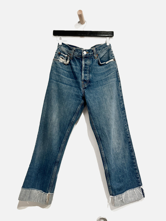 RE/DONE Cuffed Wide Leg Jeans - 25