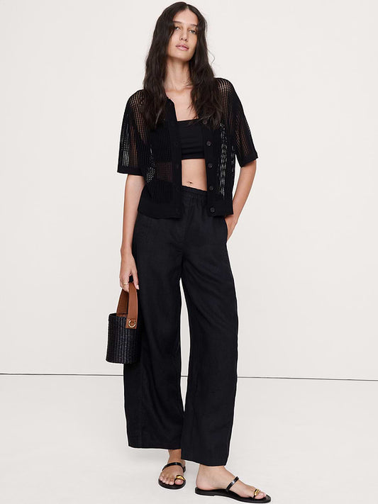 Banana Republic Relaxed Painter Pull-On Pant in Black - Small