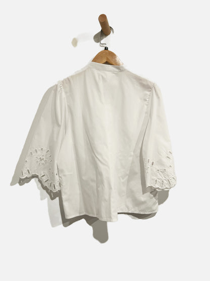 H&M White Eyelet Button Down Blouse - Small