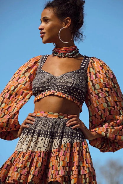 Free People Naomi Printed Skirt Set - XS