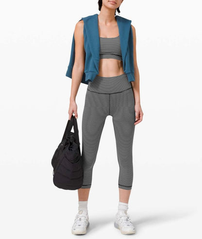 Lululemon Wunder Under Crop Black and White Stripe - 4