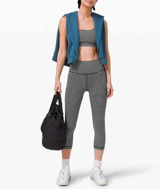 Lululemon Wunder Under Crop Black and White Stripe - 4