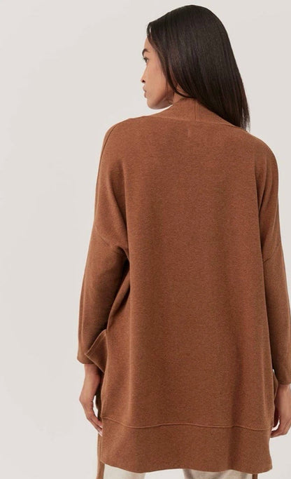 Pact 100% Tumeric Brown Organic Cotton Long Open Airplane Cardigan - S/M