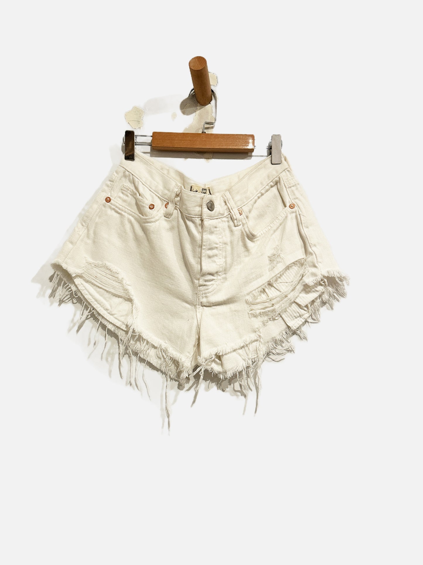 Free People Loving Good Vibrations Cutoff Shorts in Spring White - 25