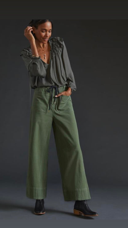 Pilcro Green Wide Leg Pants - Small