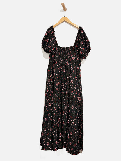 Lulus Black w/Red Floral Maxi Dress - XL
