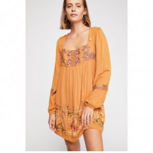 Free People Rhiannon Tan Embroidered Dress - Medium