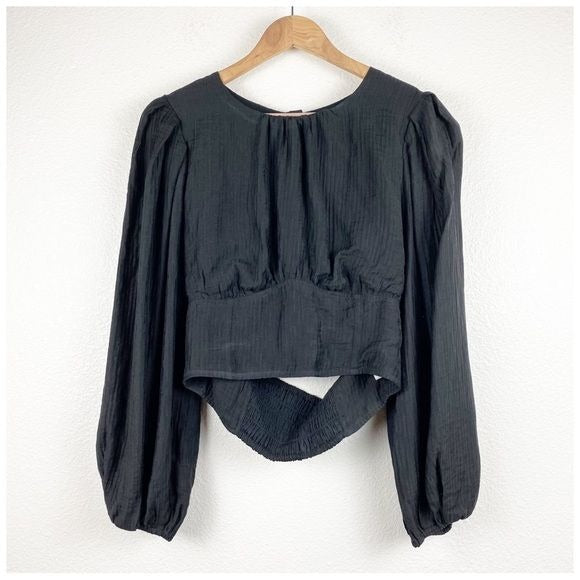 Anthropologie Current Air Black Fringe Sequin Top Size Medium