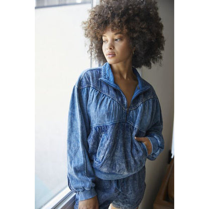 UO Out From Under Chambray Quilted Bomber - Small