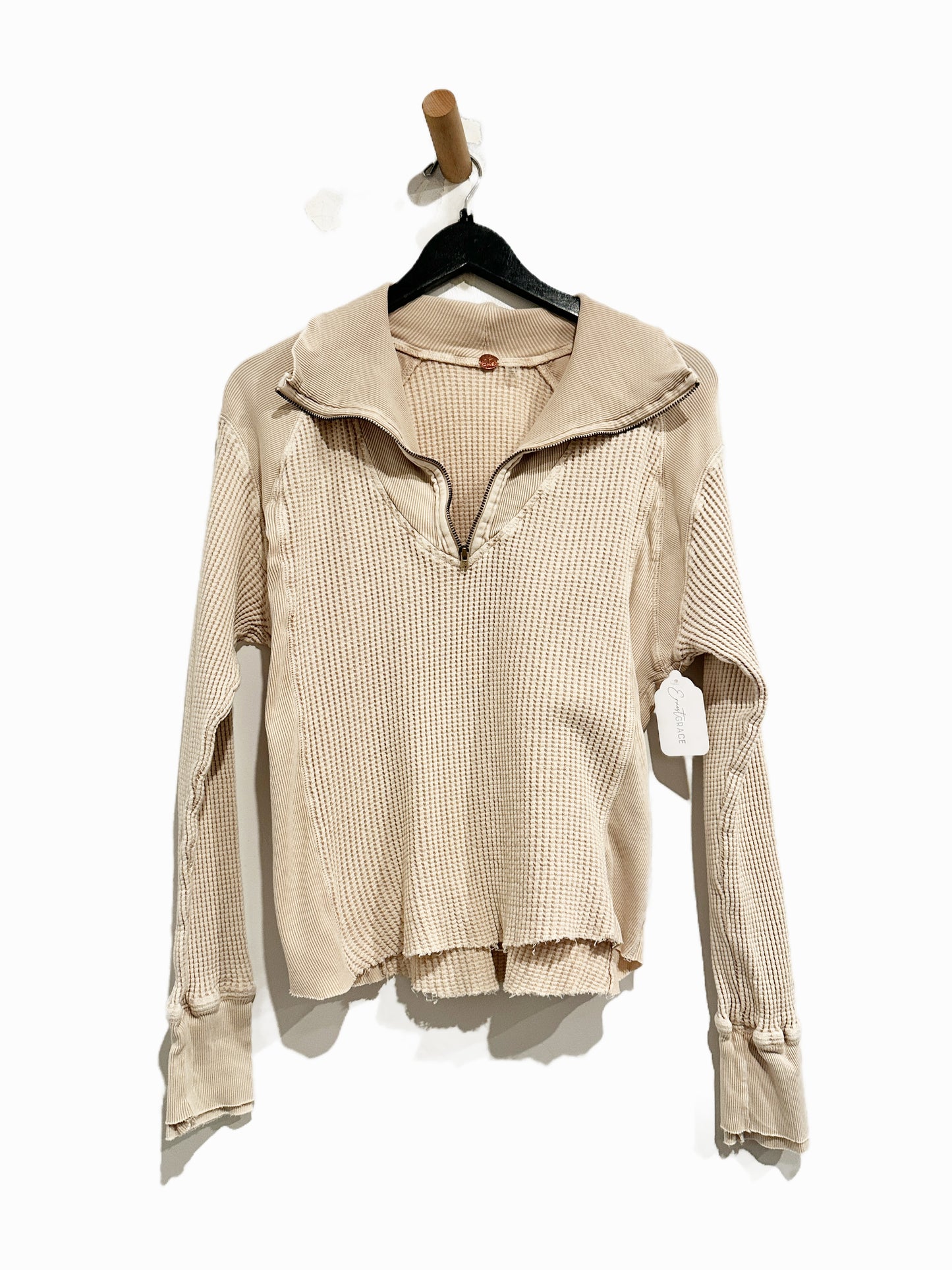 Free People Ashton Zip Thermal in Sand - XS