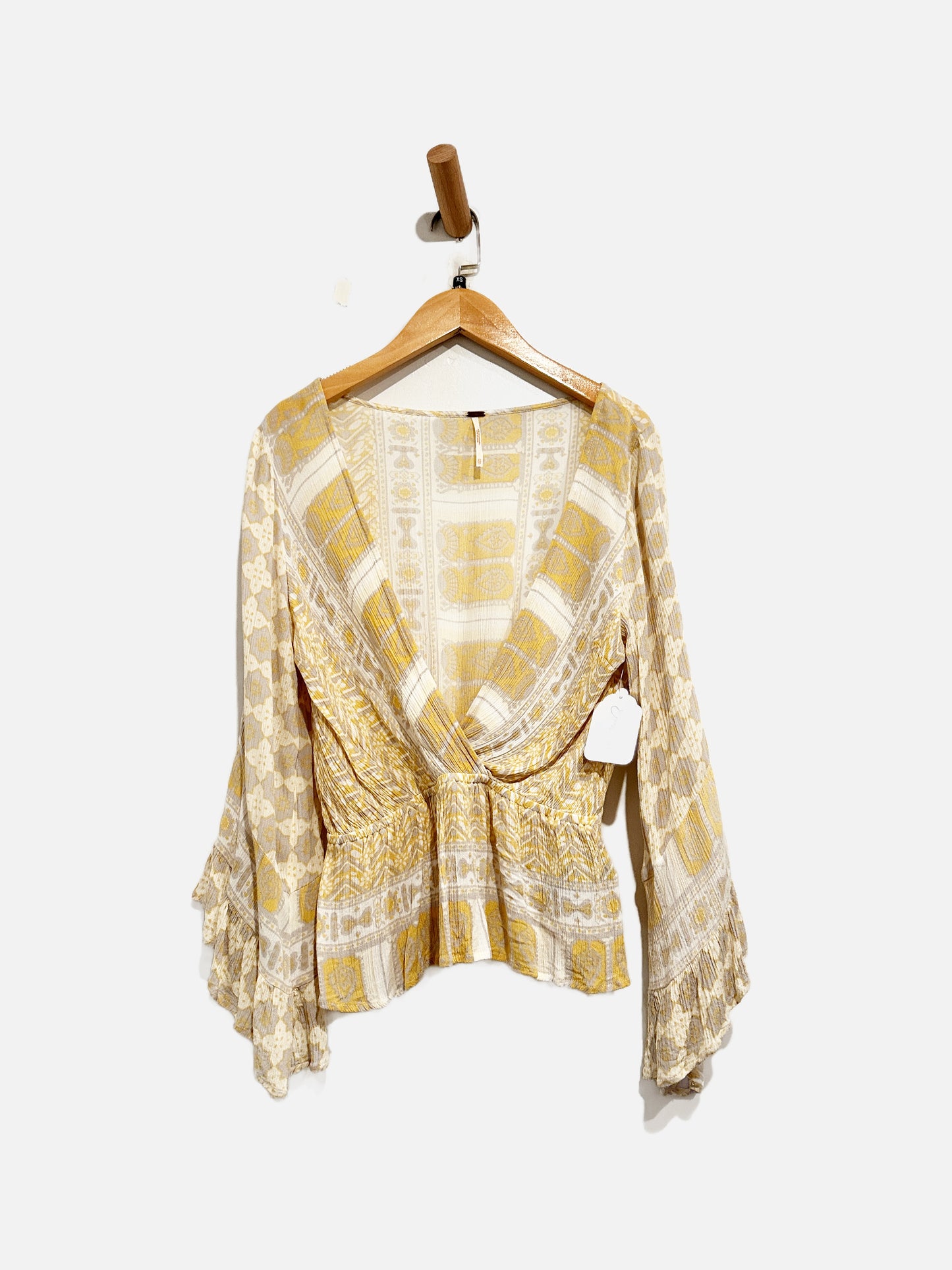 Free People Rosalie Yellow Wrap Blouse - XS