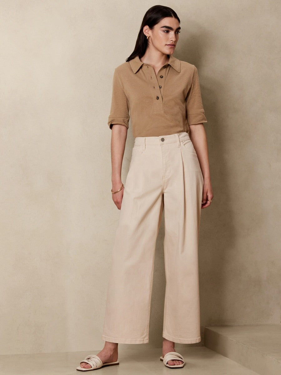 Banana Republic Cream Wide Leg Jeans - 27