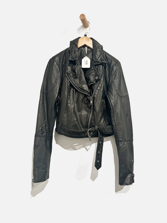 Free People Black Faux Leather Jacket - XS