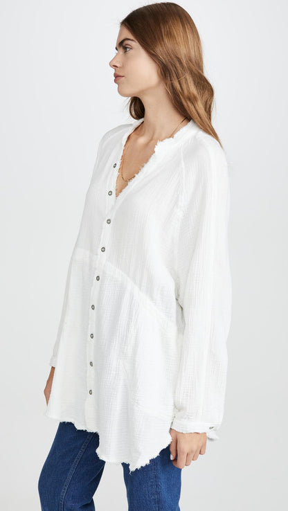 Free People Summer Daydream Button Down in Ivory - Small
