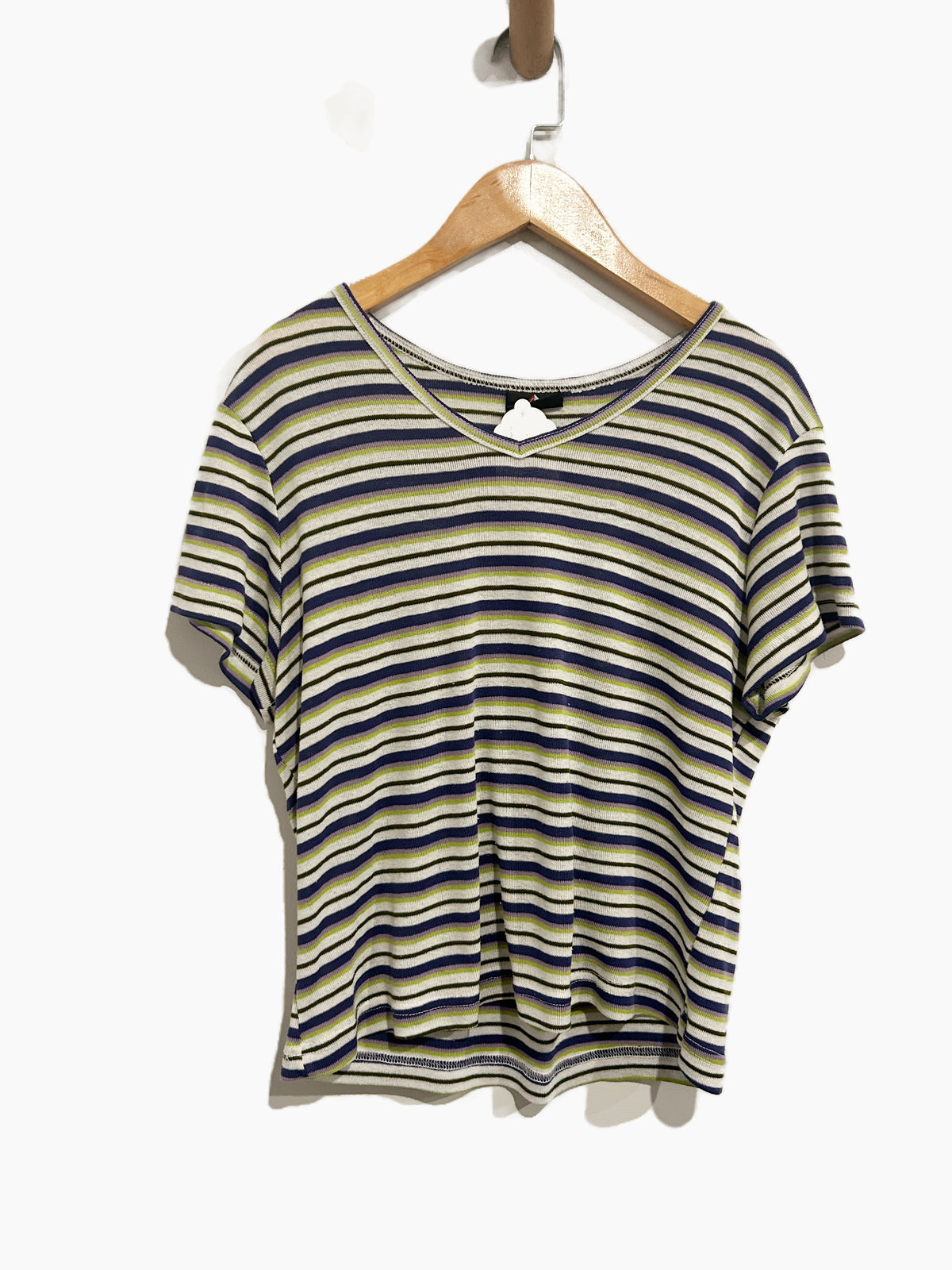 No Boundaries Vintage Purple Green White Stripe Top - Medium