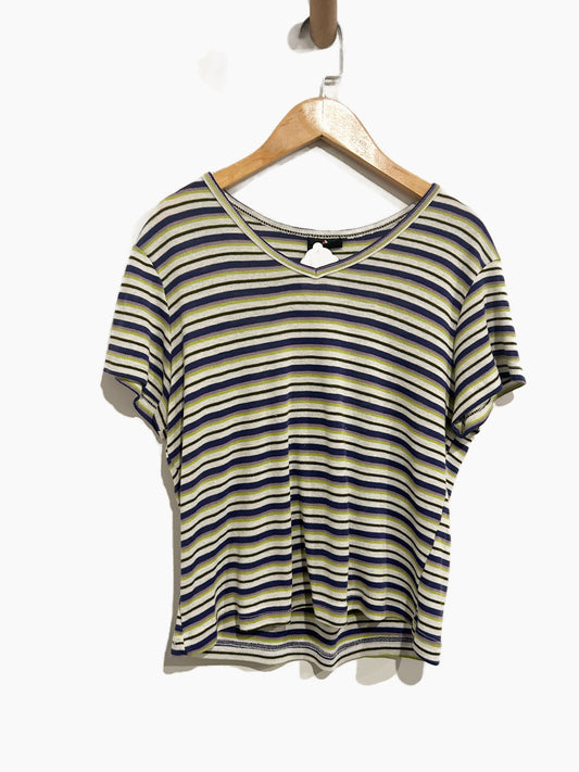 No Boundaries Vintage Purple Green White Stripe Top - Medium