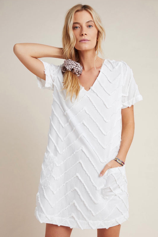 Anthropologie Porridge Marcelle Textured Shift Dress in Ivory - Large