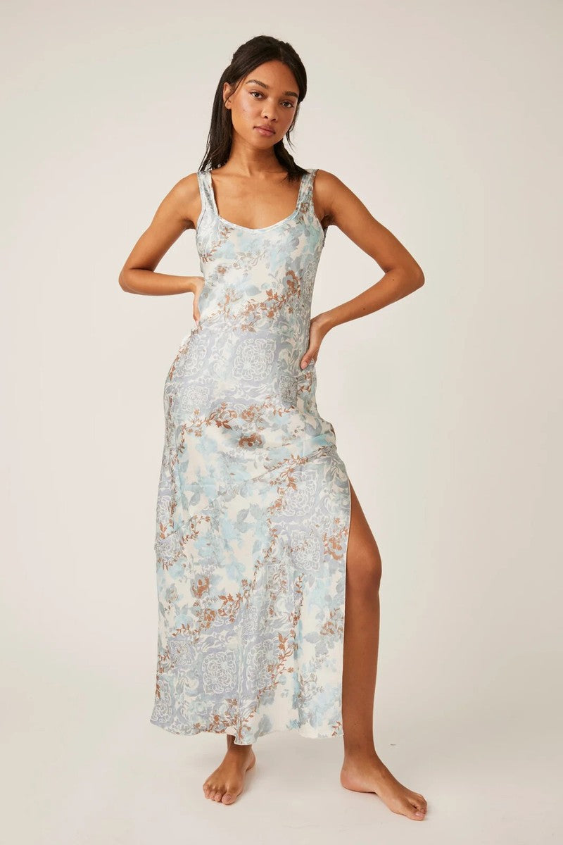 NWT Free People Worth The Wait Bias Slip Dress in Ice Combo - XS