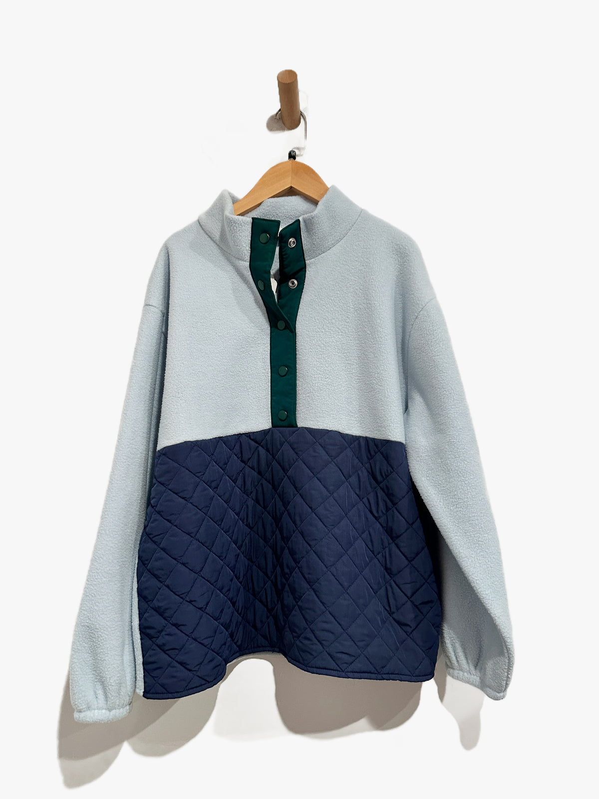 J.Crew Factory Blue Quilted Sherpa Half-Zip Pullover - Medium