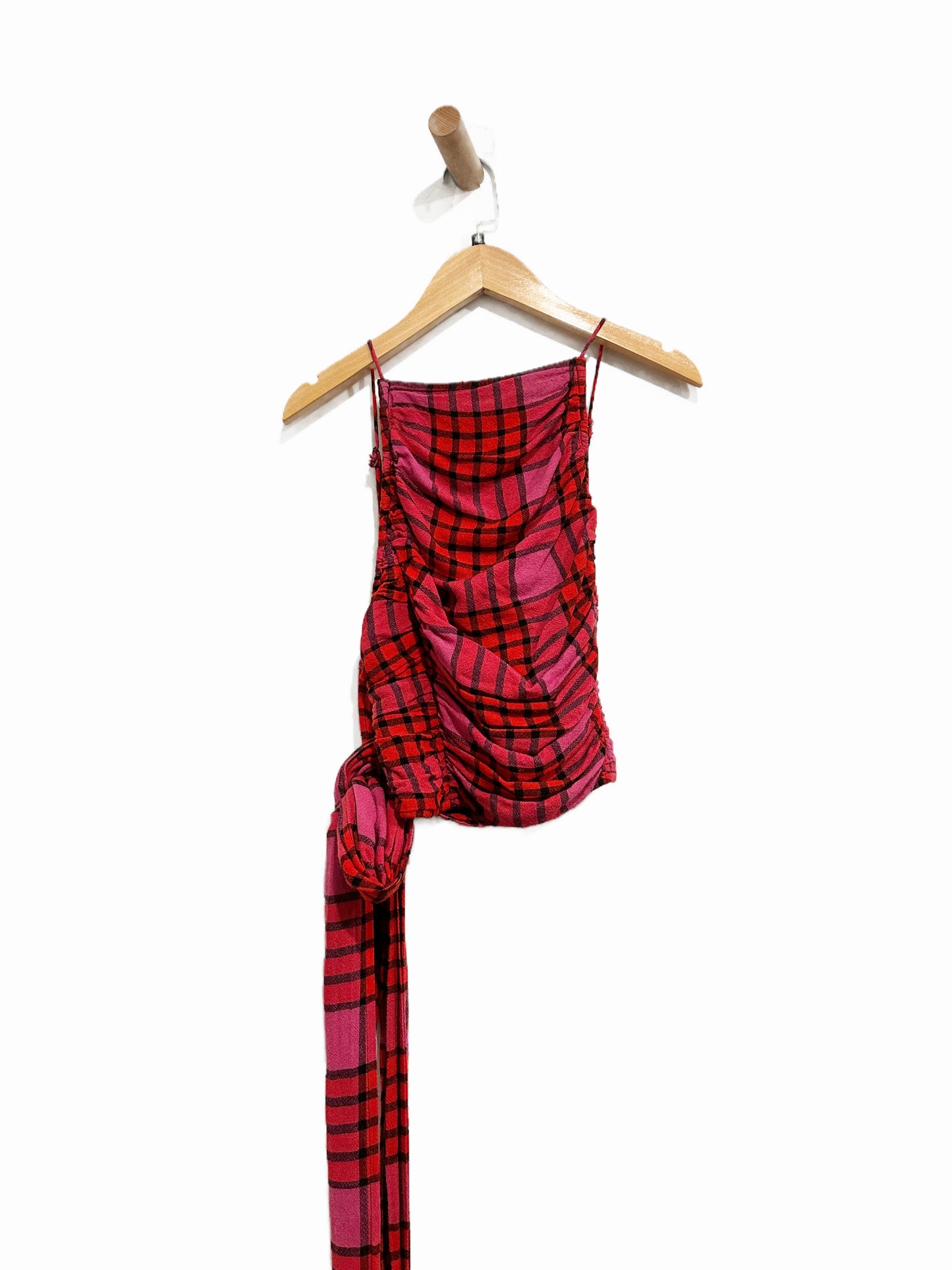 Free People Real Love Pink/Red Plaid Tank - XS
