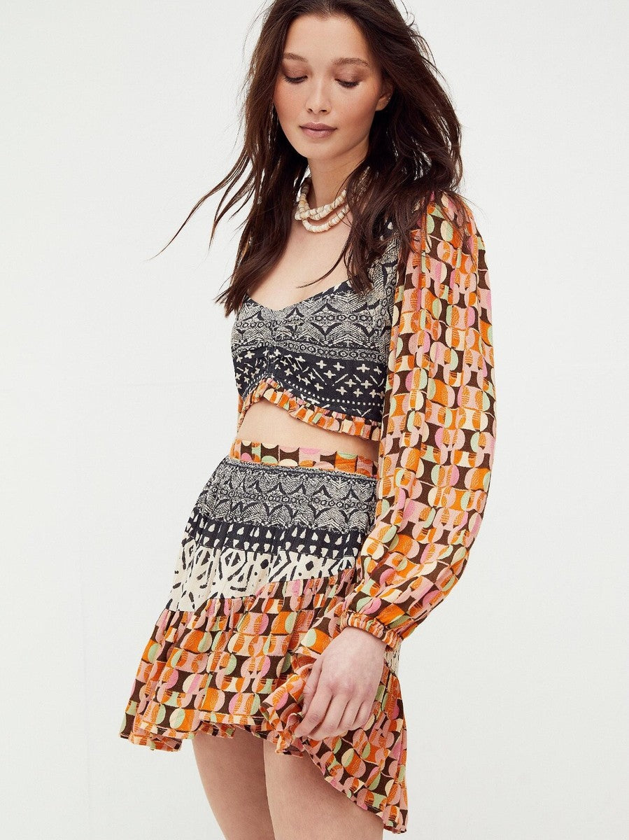 Free People Naomi Printed Skirt Set - XS