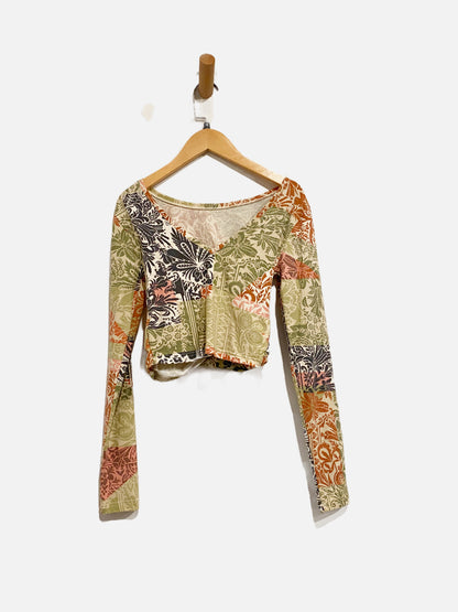 Anthropologie Daily Practice Green Print LS - XXS
