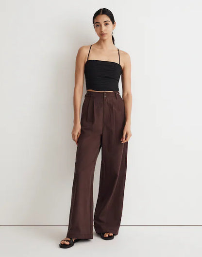 Madewell The Harlow Wide-Leg Pant in Chocolate Raisin - 8