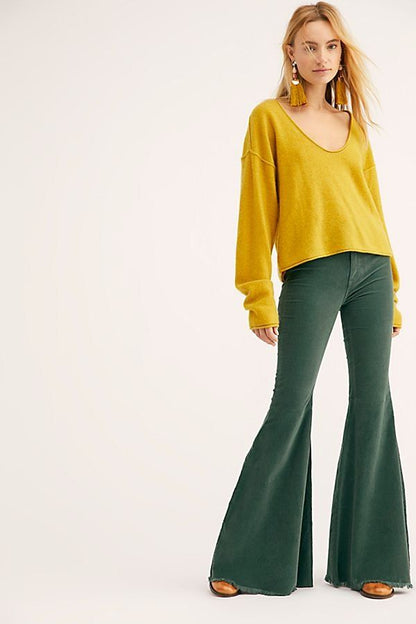 Free People Just Float On Cord Flare in Forest Green - 25
