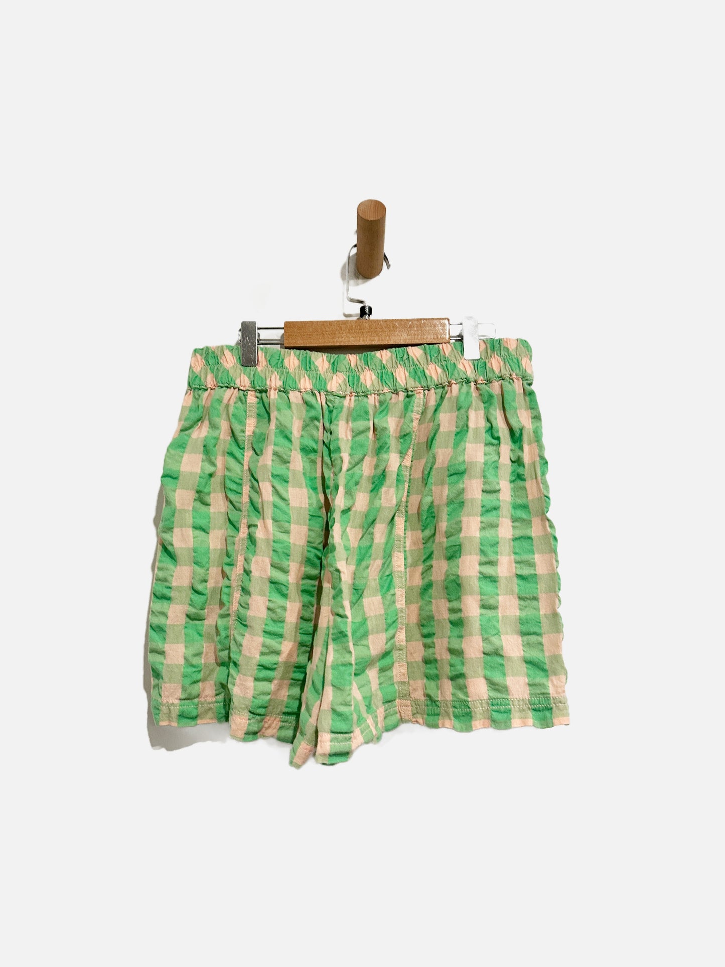 Free People Green/Pink Gingham Shorts - Small