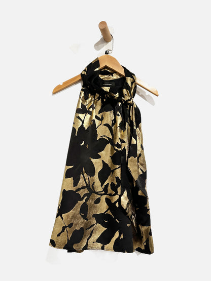 Banana Republic Factory Black and Gold Satin Halter Tank - Medium