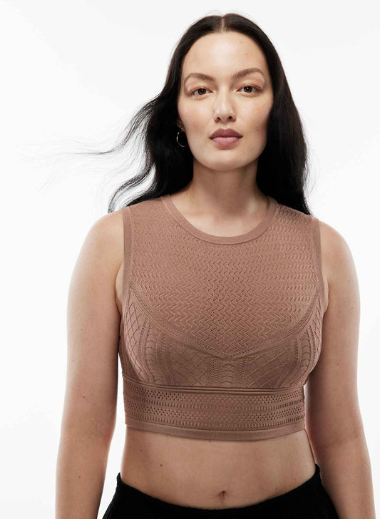 Babaton Pointelle Sweater Tank in Deep Taupe - Medium