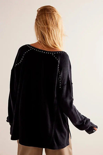 Free People Taylor Henley in Black - Small