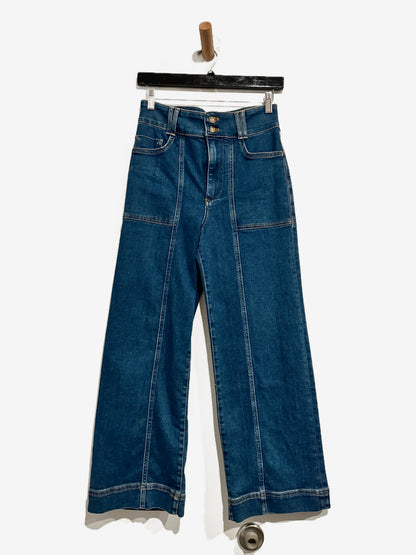 Anthropologie Pilcro The Skipper Seamed High-Rise Cropped Wide-Leg Jeans - 26