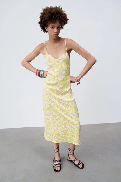 Zara Green Floral Midi Dress - Medium