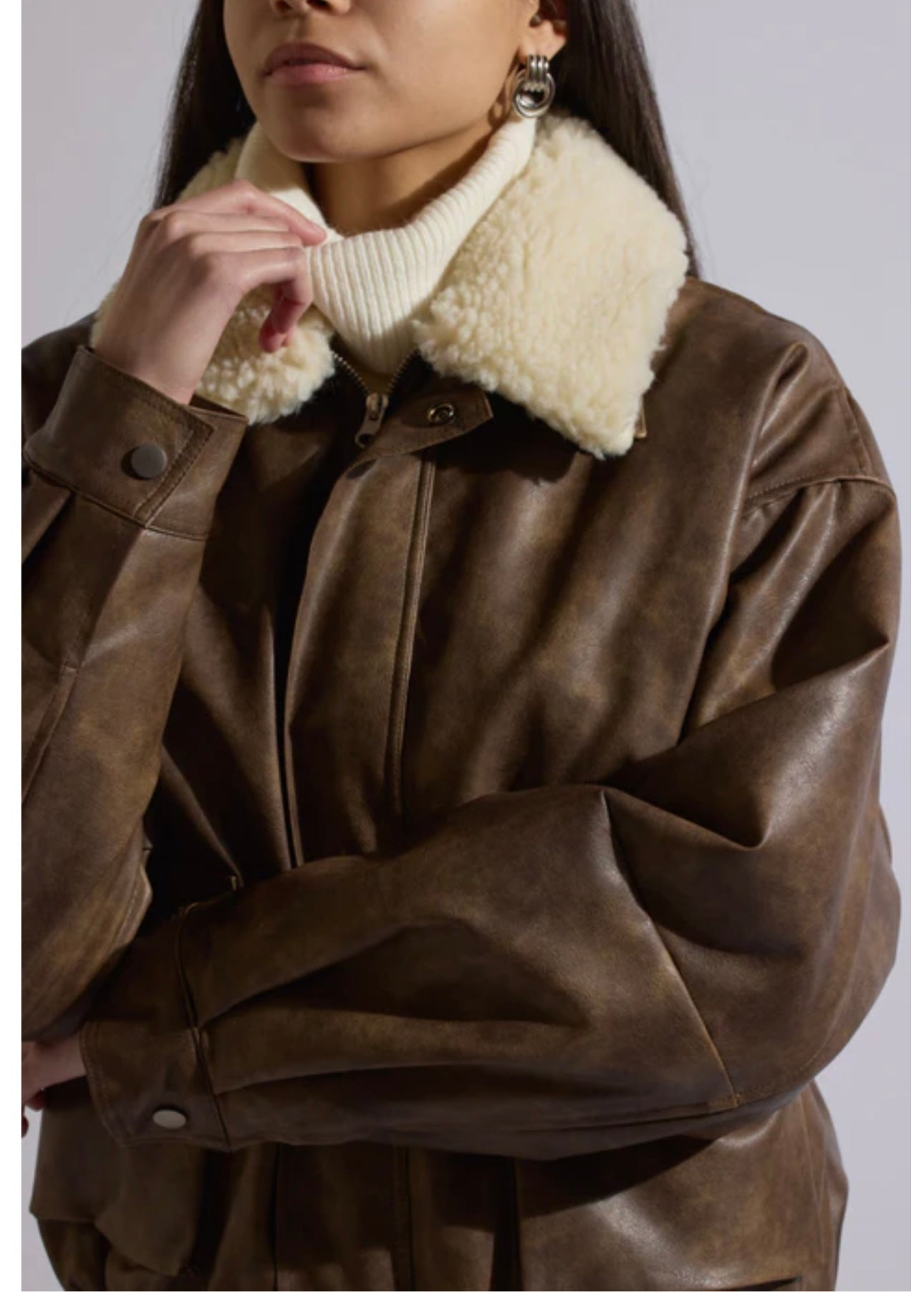 Marc New York Brown Vegan Leather Bomber Jacket - XL