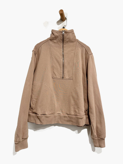 Everlane The Track Half-Zip Sweatshirt in Taupe - XS
