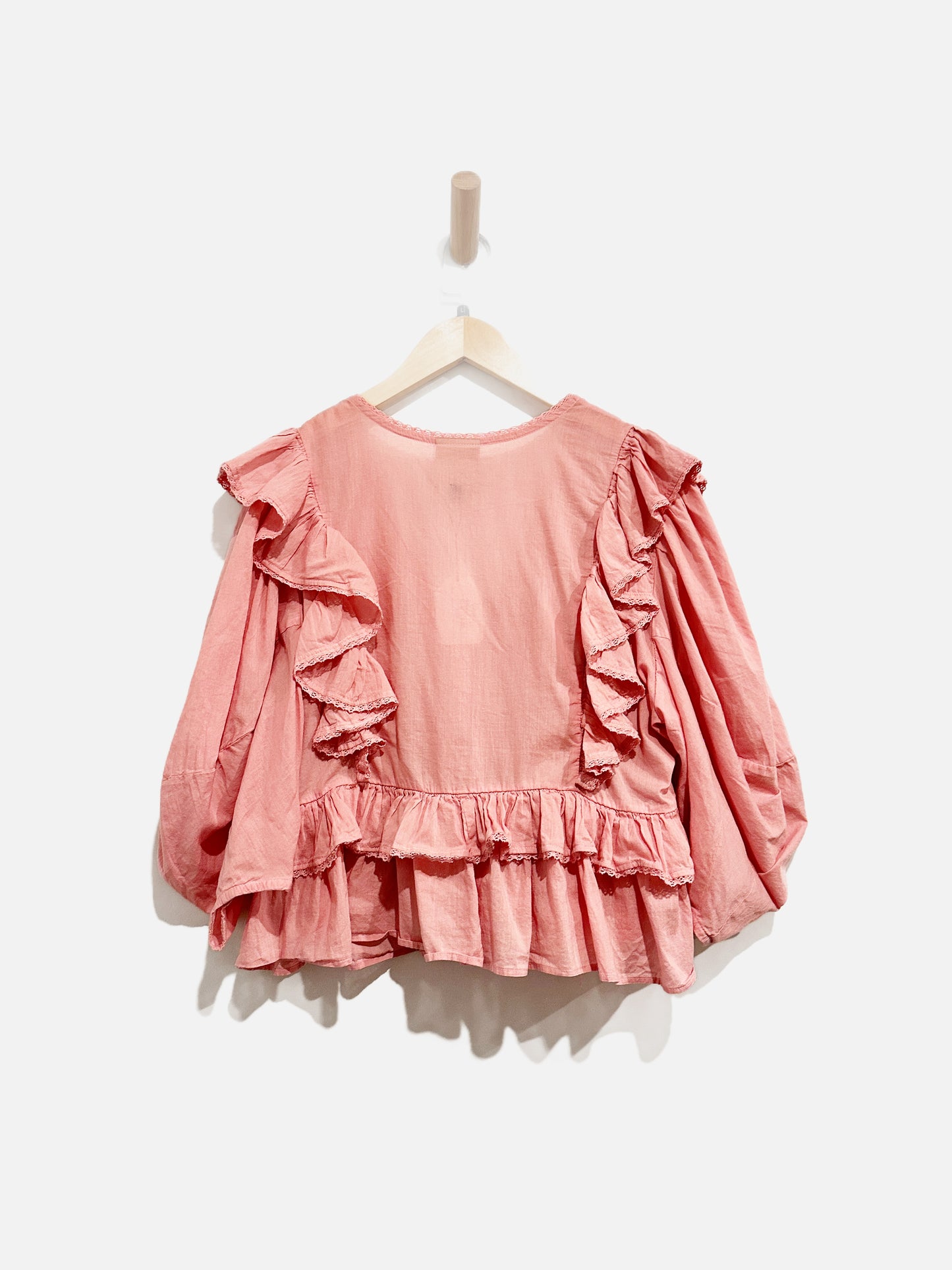 Farm Rio Pink Ruffle Blouse - Large