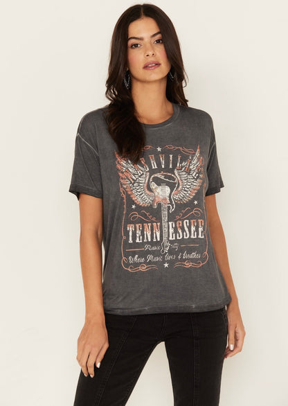 Blended Nashville Tennessee Rhinestone Graphic Tee - Large