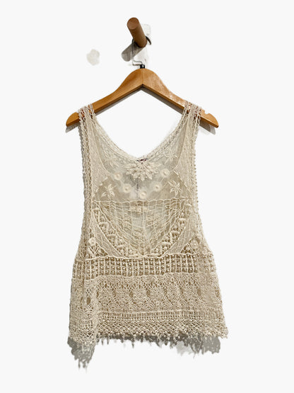 Poof Cream Crochet Tank - Medium