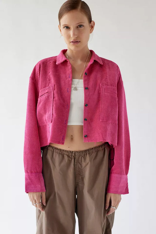 Urban Outfitters BDG Pink Corduroy Crop Jacket - Large