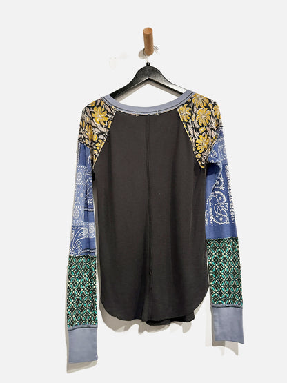 Free People NWT Bright Side Black Waffle Knit Top - Large