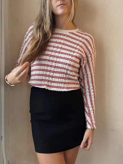 Zara Red Stripe Cable Knit Sweater - Small