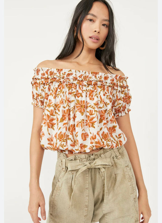 Free People Suki Floral OTS Top - Medium