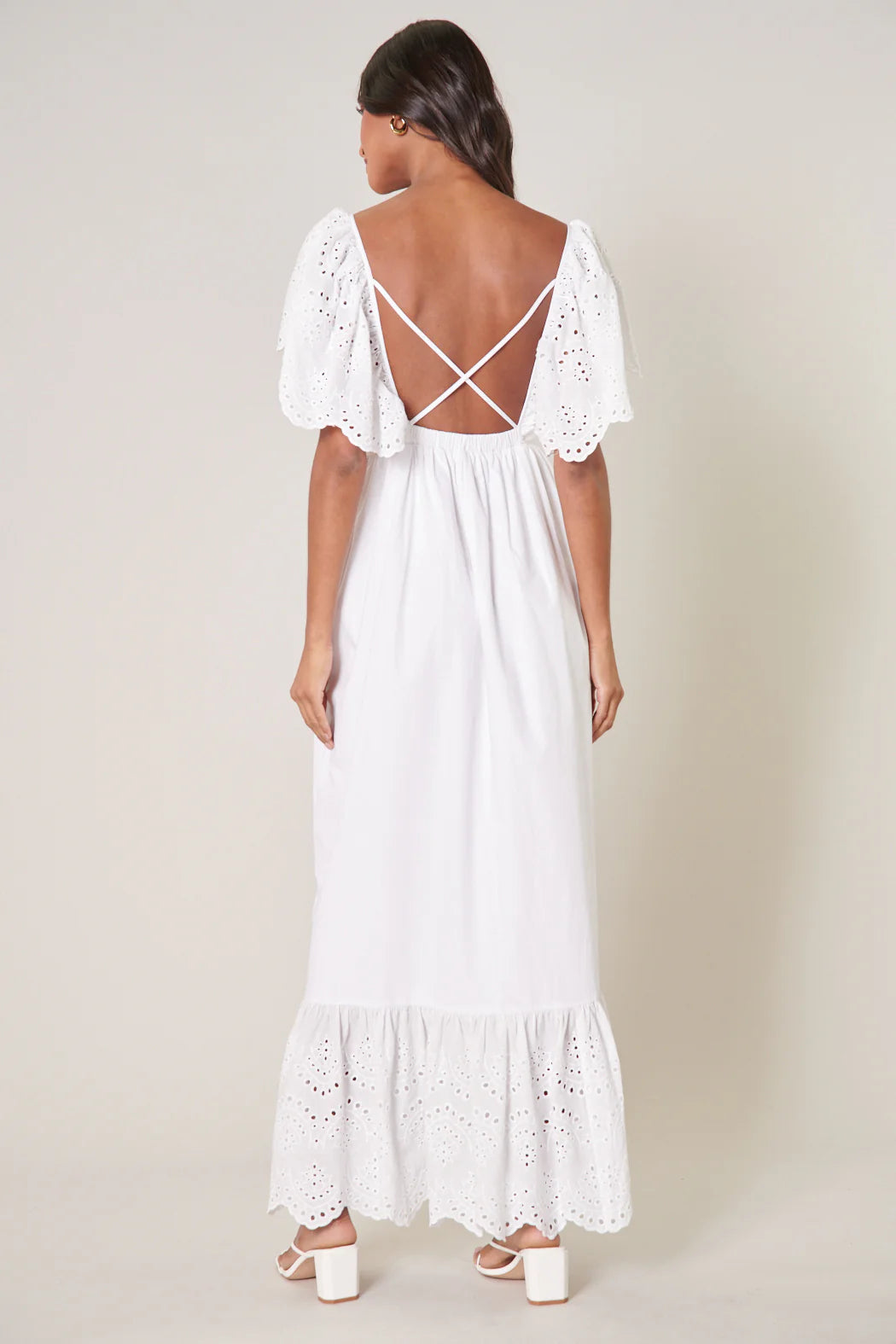 Sugar Lips White Eyelet Midi Dress - XS