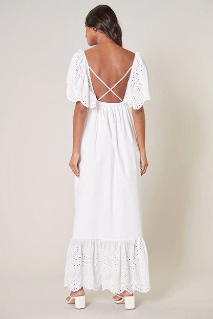 Sugar Lips White Eyelet Midi Dress - XS