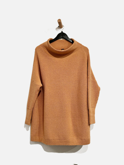 Free People Ottoman Orange Ribbed Mock Neck Sweater - Small