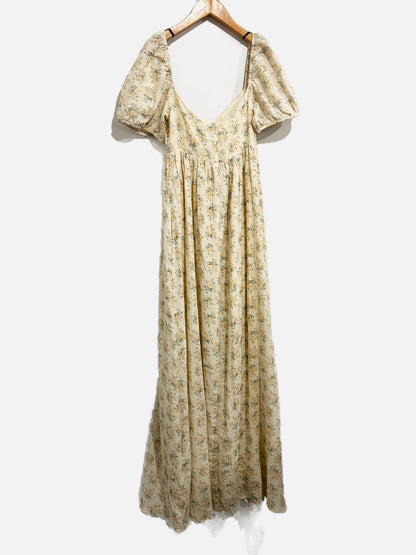 NWT Worth Collective Haven 100% Cotton Tie-Front Maxi Dress in Orange/Green Floral - XS