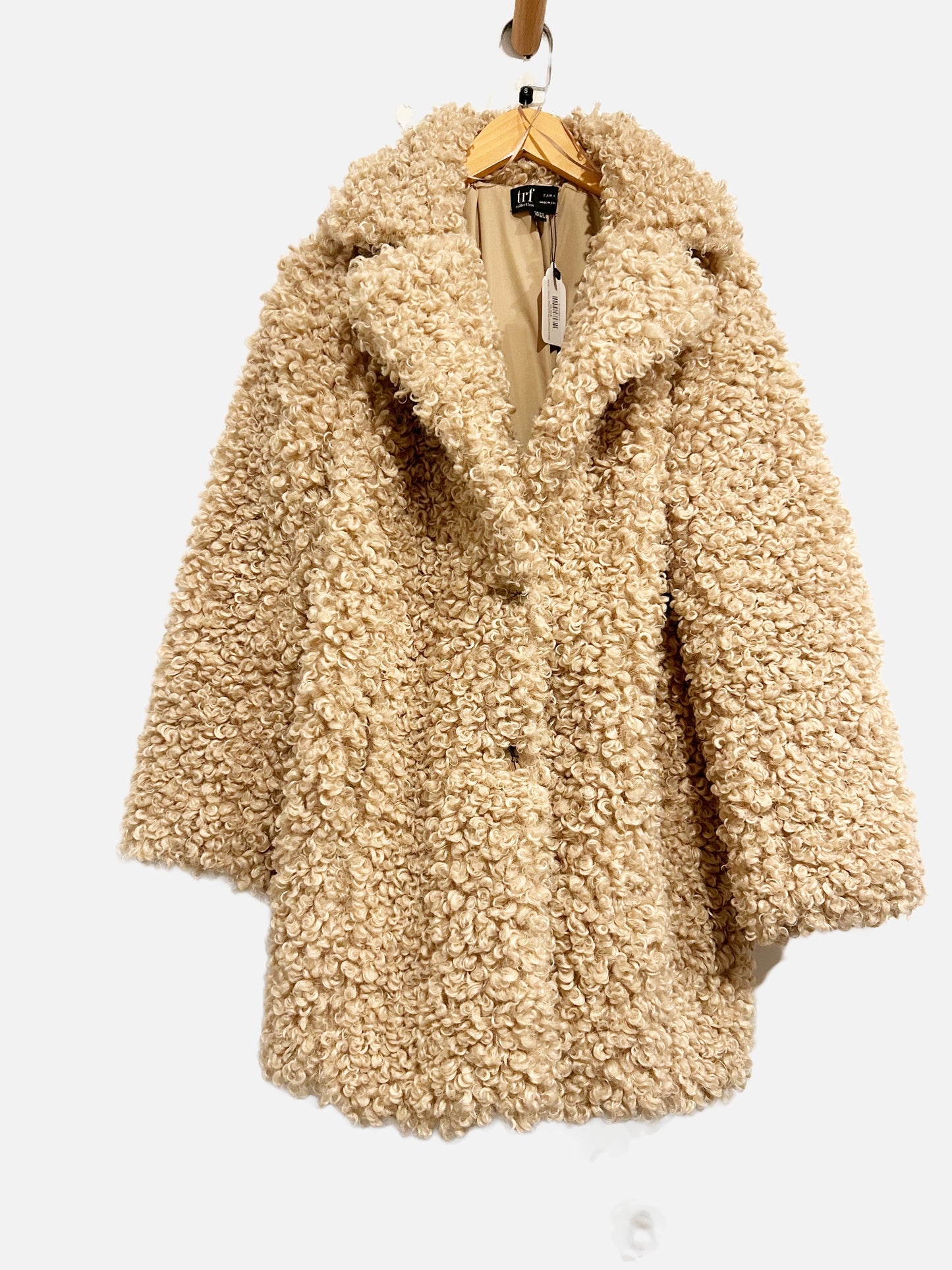 Zara Cream Teddy Shearling Coat - S/M