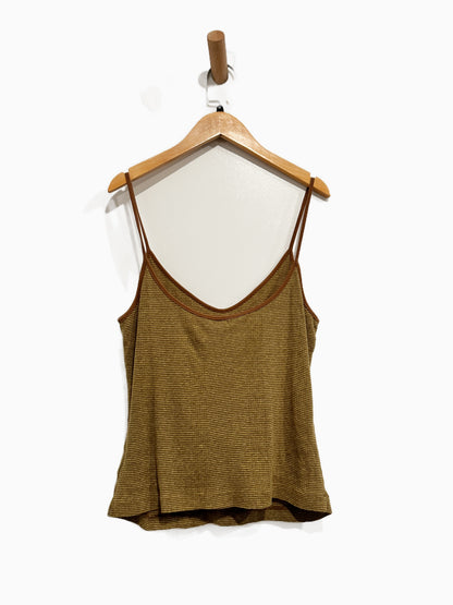 Re/Done Brown & Mustard Striped Tank Top - Medium