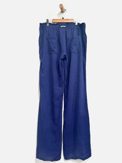 Roxy Oceanside Navy Linen Drawstring Pants - Large